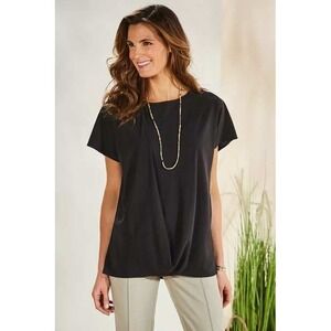 Soft Surroundings‎ Black Twist Front Top Short Sleeve Blouse XL